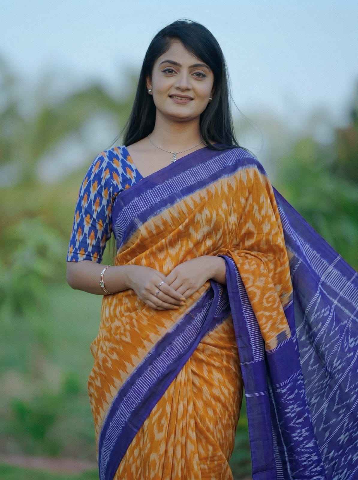 PLAIN LINEN DIGITAL PRINTED SAREE CODE MG457