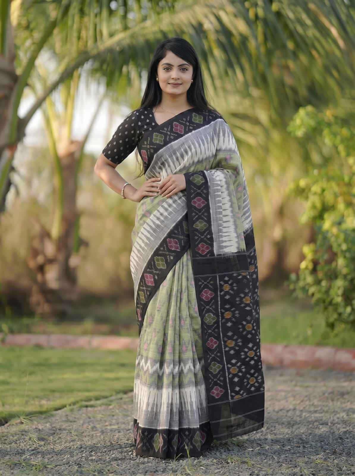 PLAIN LINEN DIGITAL PRINTED SAREE CODE MG457