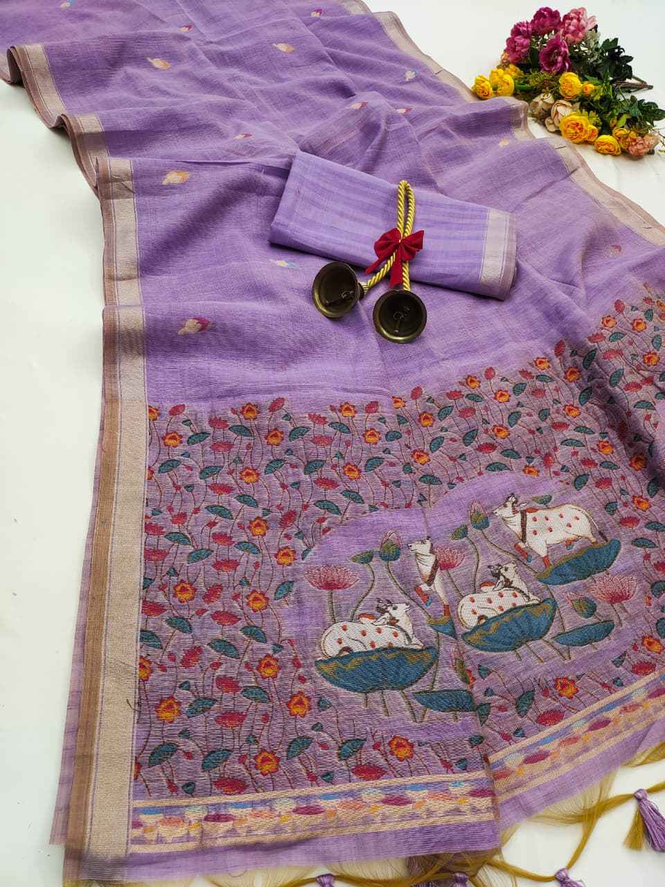 PREMIUM GHICHA COTTON PICHWAI RESHAM WEAVING SAREE