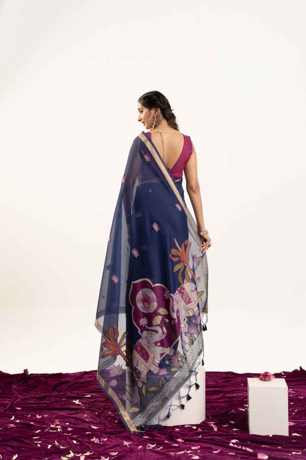 PREMIUM SOFT MUGA COTTON RAJWADI CONCEPT WEAVING SAREE