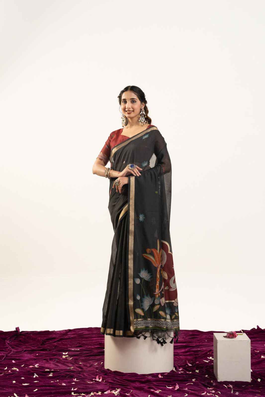 PREMIUM SOFT MUGA COTTON RAJWADI CONCEPT WEAVING SAREE