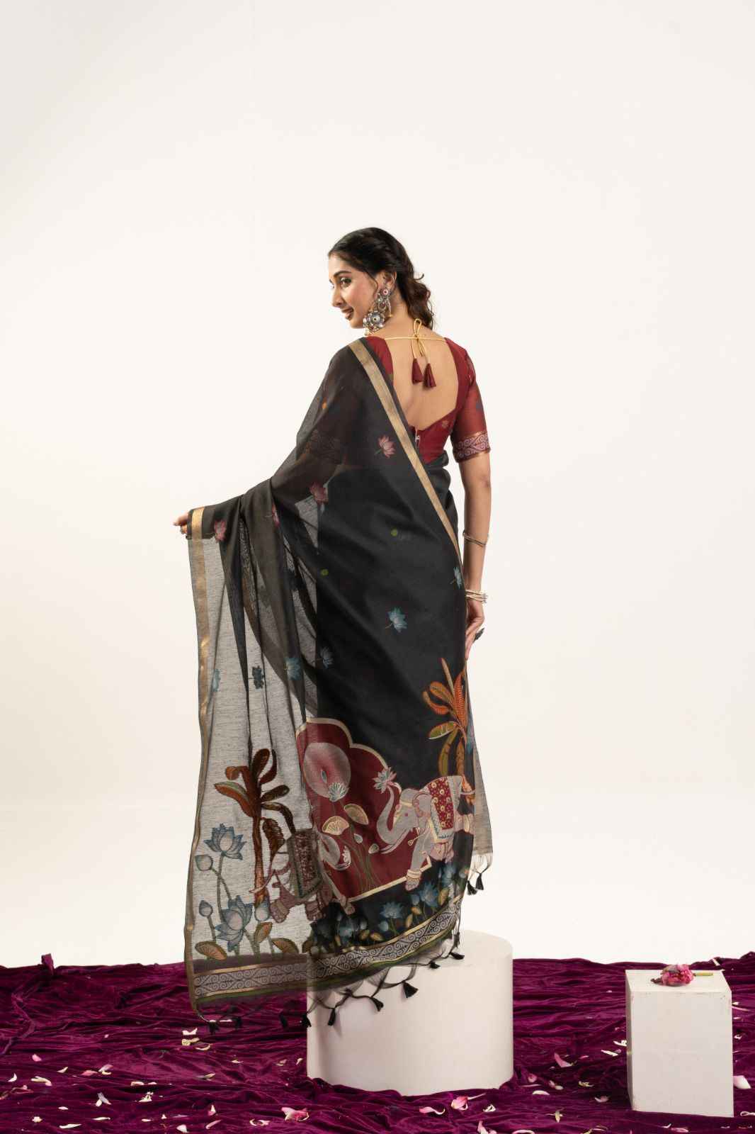 PREMIUM SOFT MUGA COTTON RAJWADI CONCEPT WEAVING SAREE