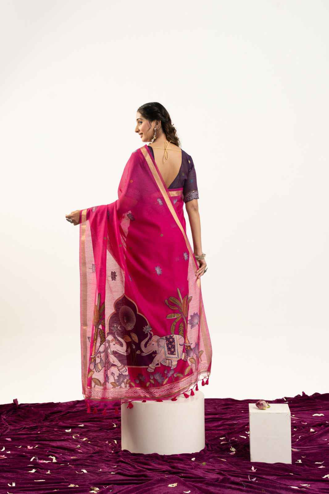 PREMIUM SOFT MUGA COTTON RAJWADI CONCEPT WEAVING SAREE
