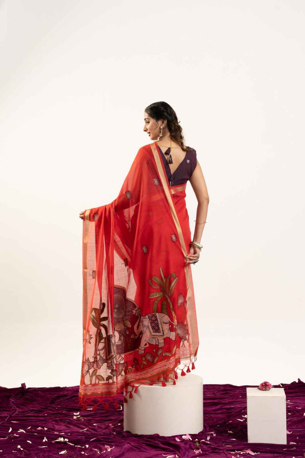 PREMIUM SOFT MUGA COTTON RAJWADI CONCEPT WEAVING SAREE