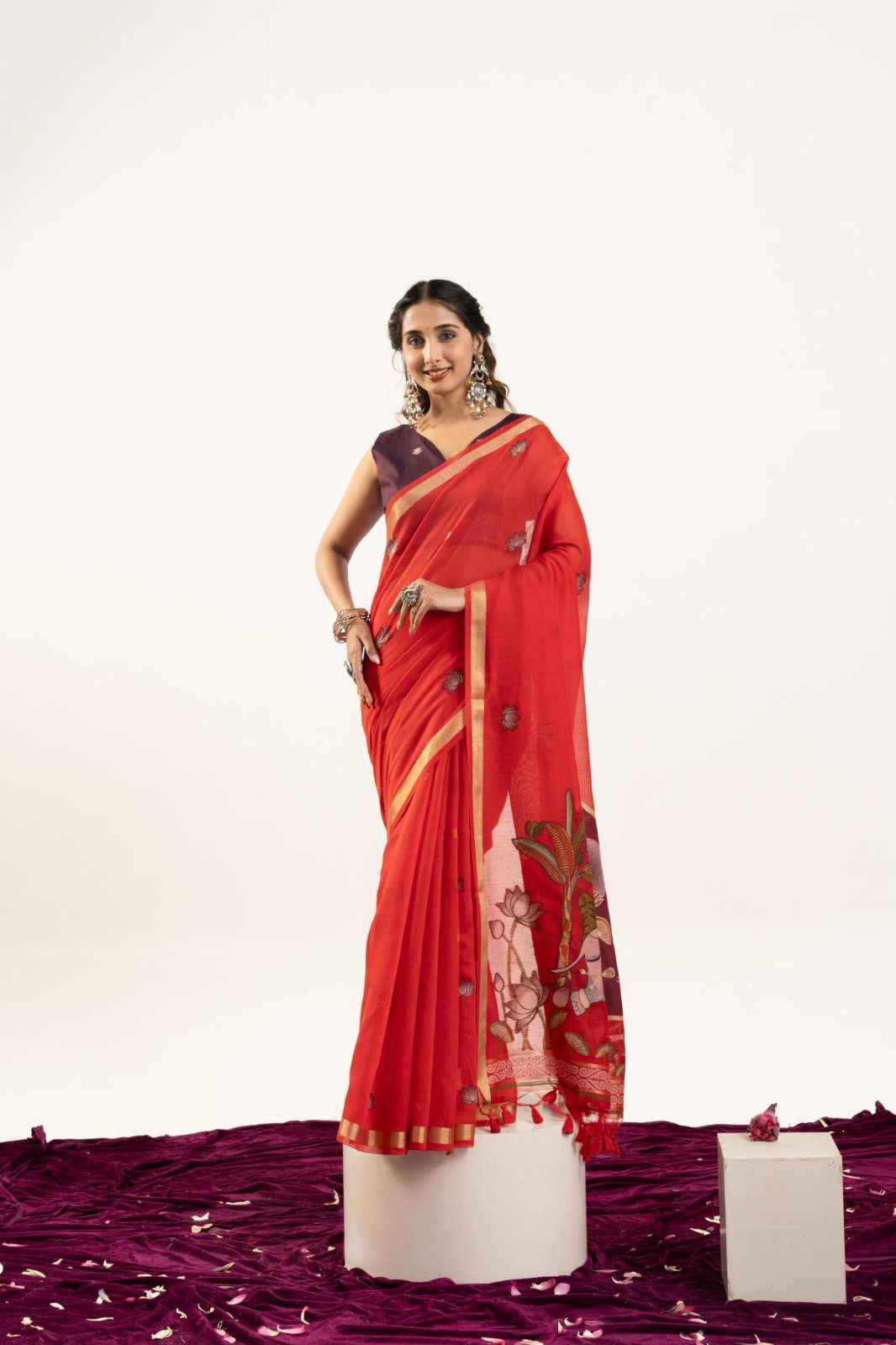 PREMIUM SOFT MUGA COTTON RAJWADI CONCEPT WEAVING SAREE
