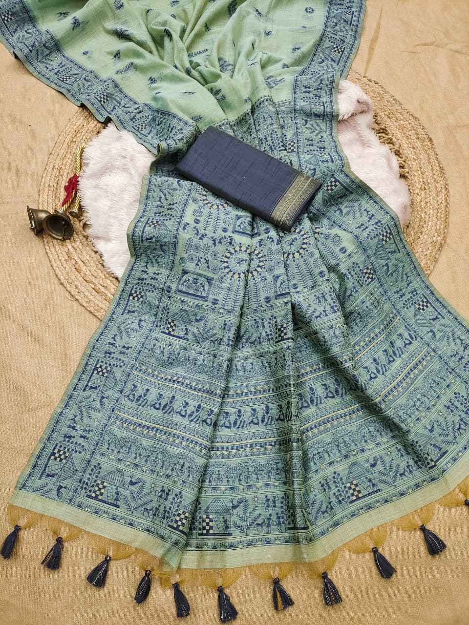 PREMIUM SOFT MUGA COTTON WARLI RESHAM WEAVING SAREE