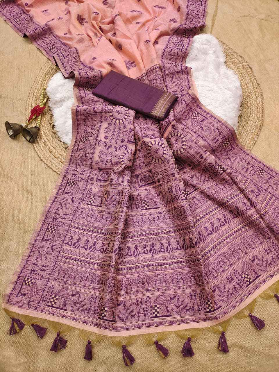 PREMIUM SOFT MUGA COTTON WARLI RESHAM WEAVING SAREE