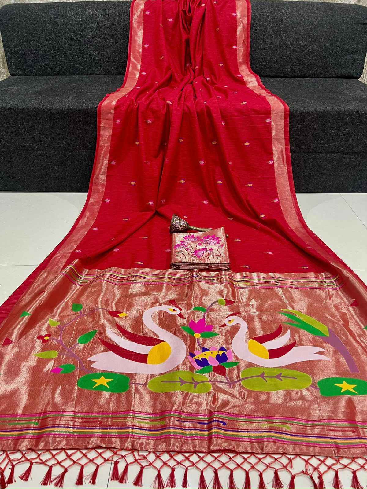 PREMIUM  SOFT PURE LINEN SILK ZARI WEAVING SAREE