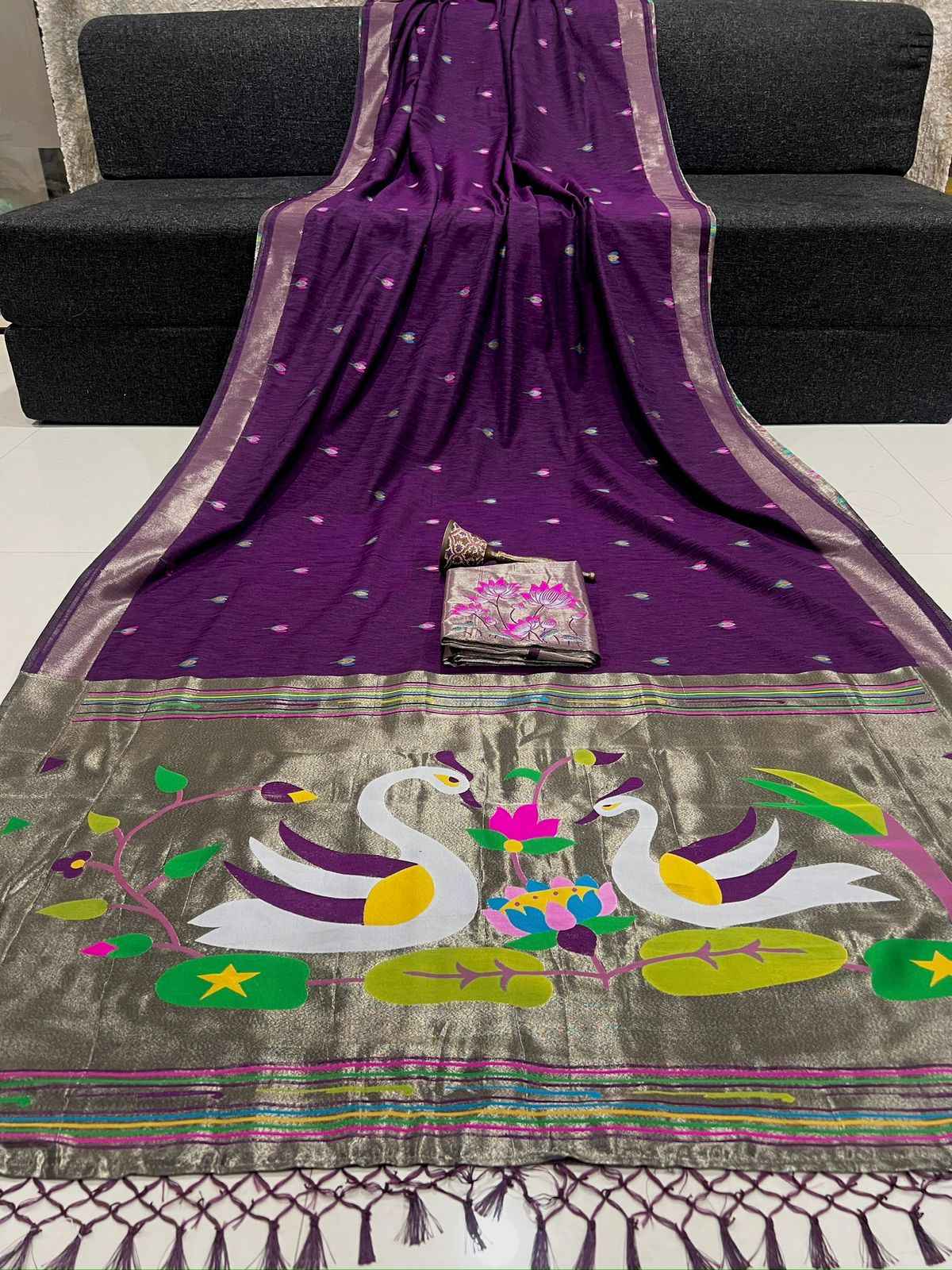 PREMIUM  SOFT PURE LINEN SILK ZARI WEAVING SAREE