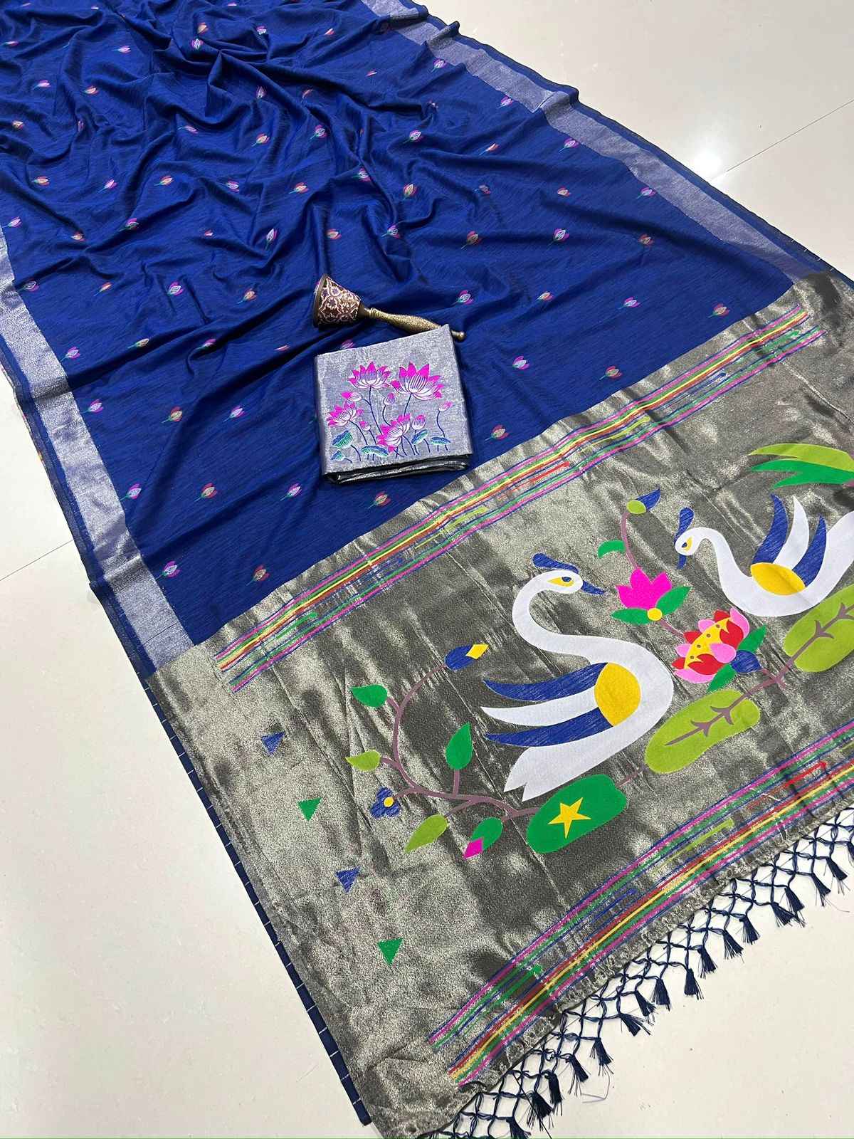 PREMIUM  SOFT PURE LINEN SILK ZARI WEAVING SAREE