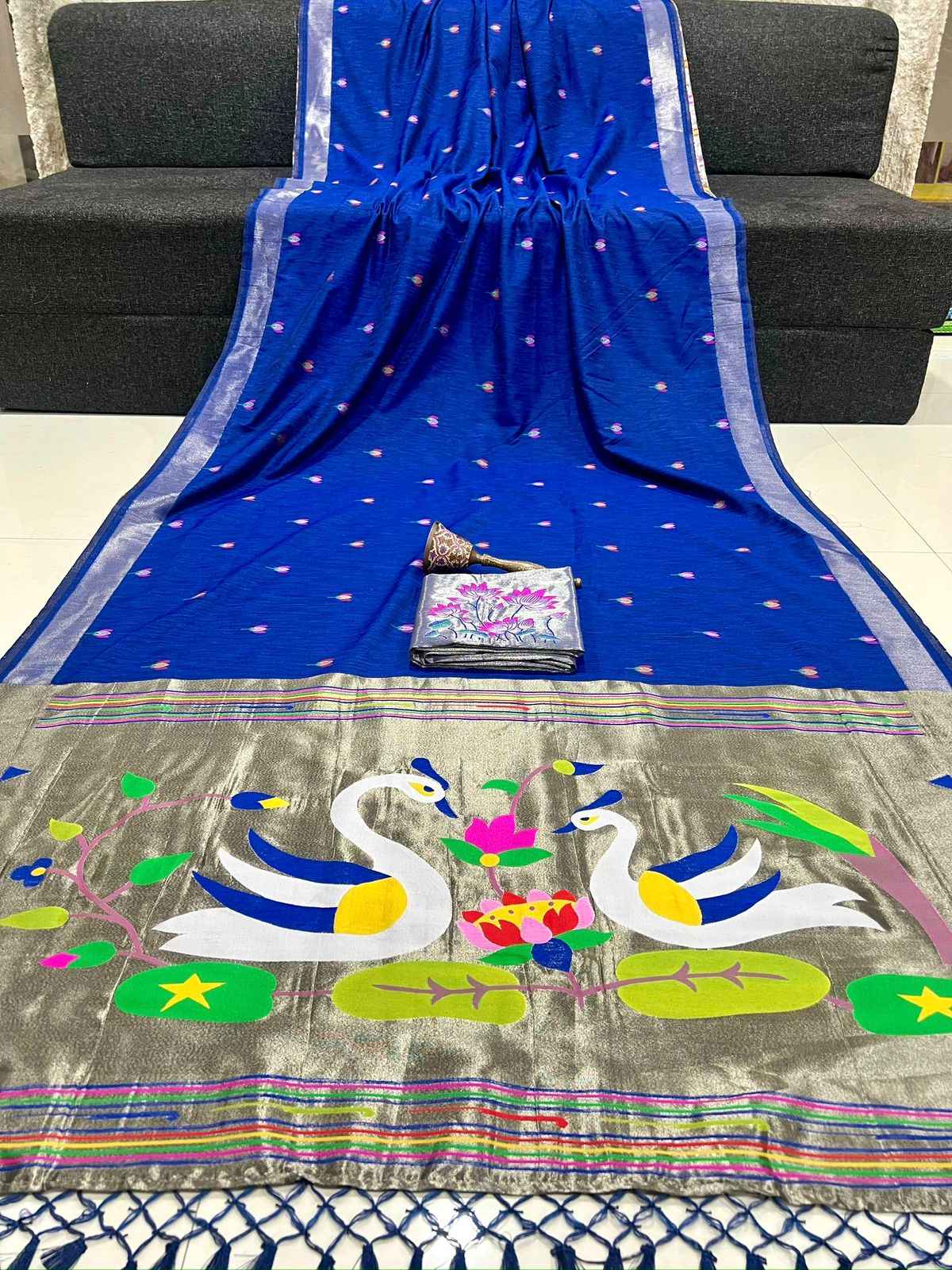 PREMIUM  SOFT PURE LINEN SILK ZARI WEAVING SAREE