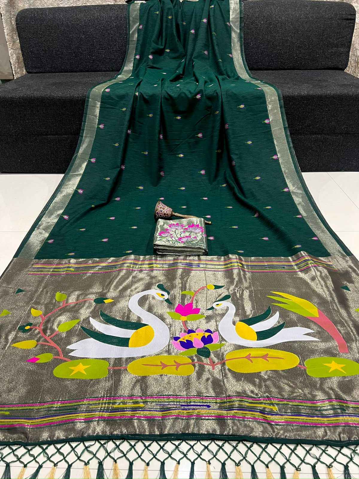 PREMIUM  SOFT PURE LINEN SILK ZARI WEAVING SAREE