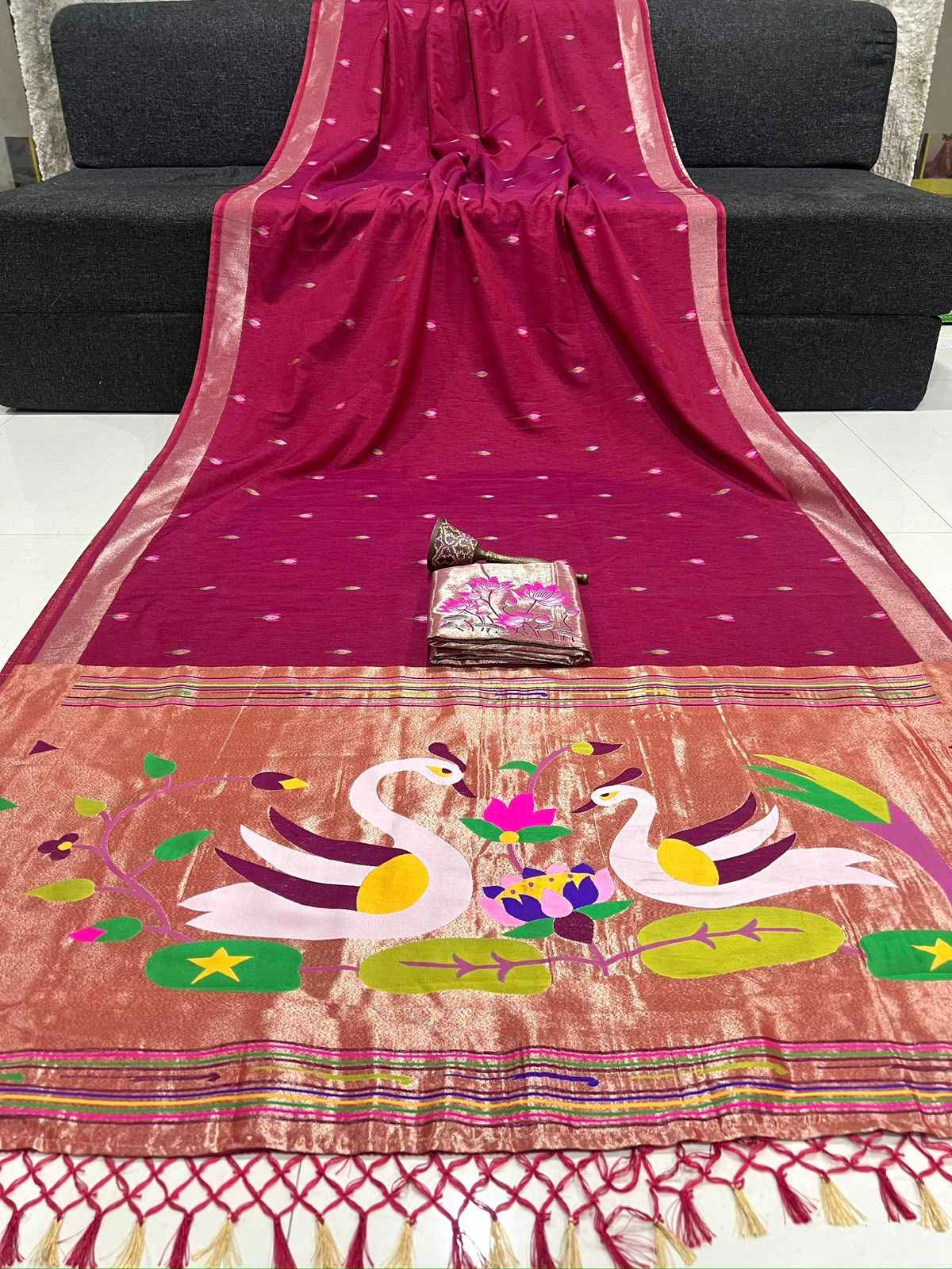 PREMIUM  SOFT PURE LINEN SILK ZARI WEAVING SAREE