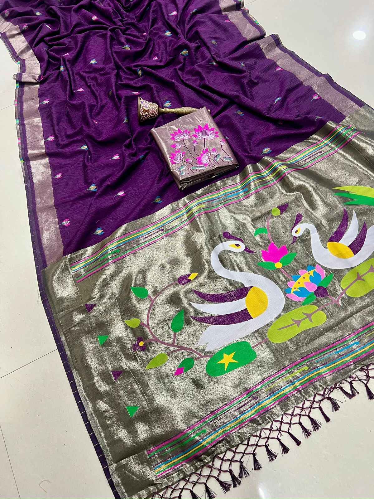 PREMIUM  SOFT PURE LINEN SILK ZARI WEAVING SAREE