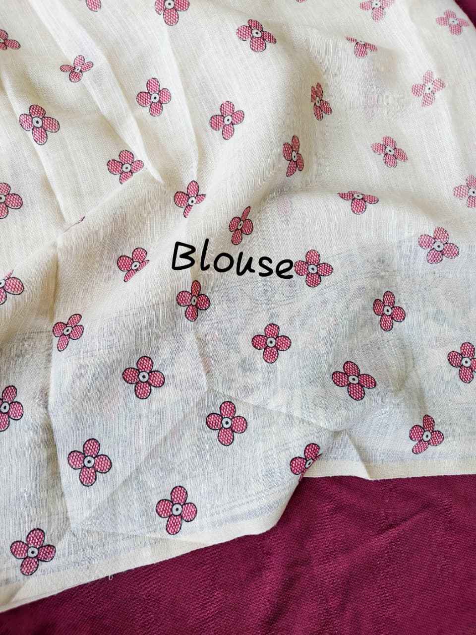 PURE 90 COUNT SLUB LINEN MADHUBANI PRINT SAREE 