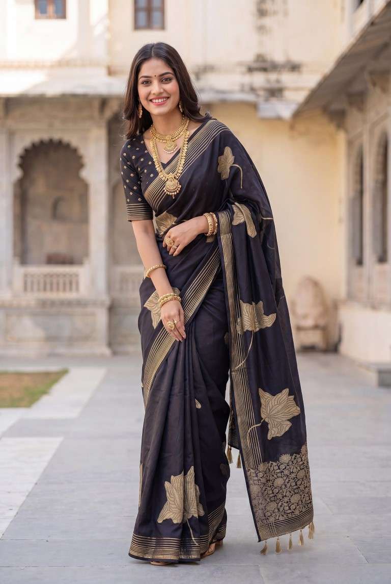 PURE BANARASI KHADI SILK GOLD ZARI WEAVING SAREE
