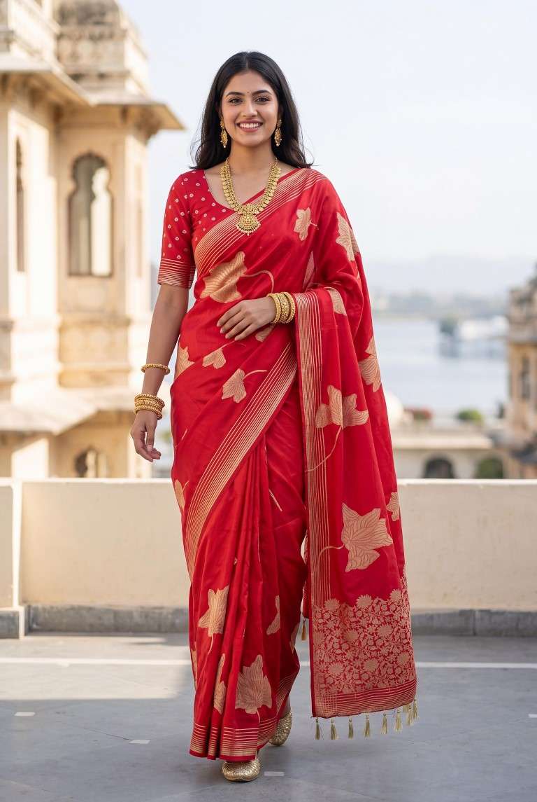 PURE BANARASI KHADI SILK GOLD ZARI WEAVING SAREE