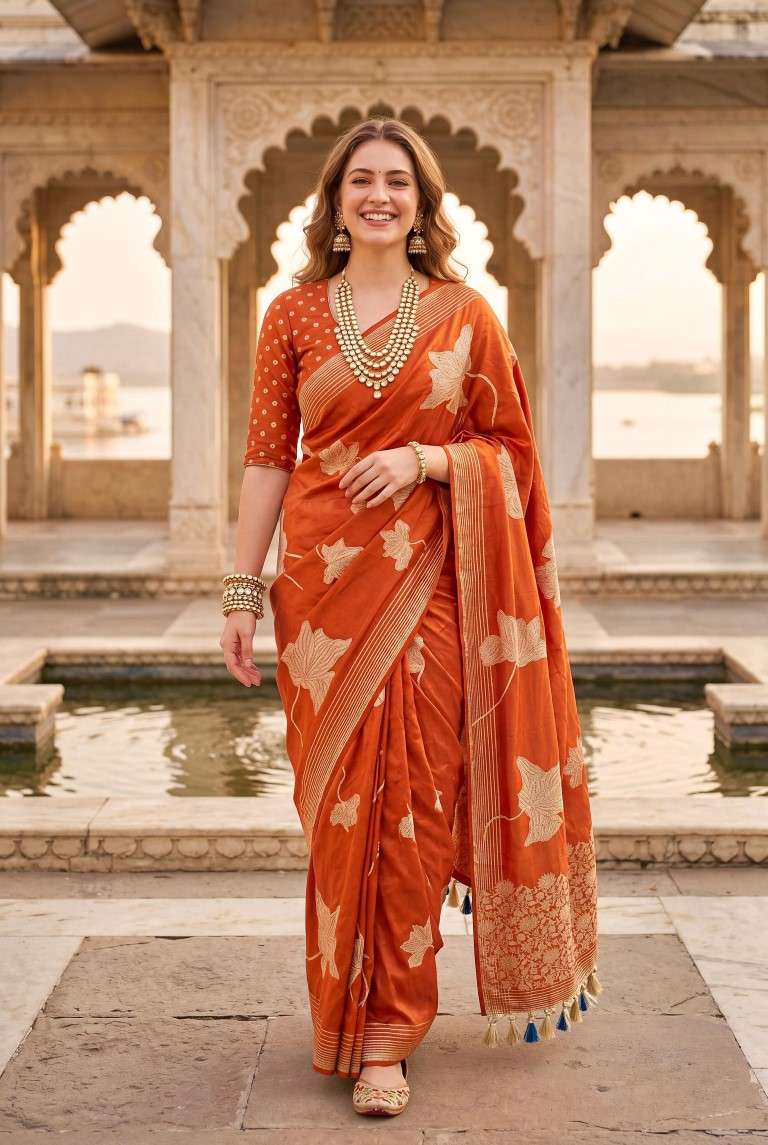 PURE BANARASI KHADI SILK GOLD ZARI WEAVING SAREE