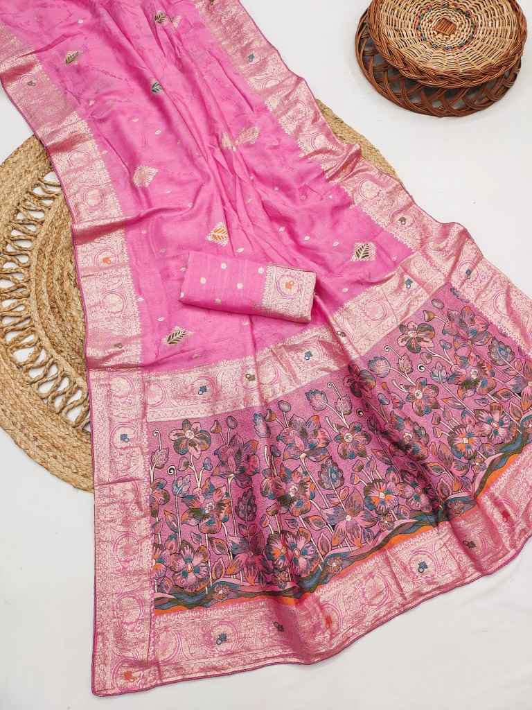 PURE DOLLA MASLIN SILK MEENAKARI WEAVING SAREE 1