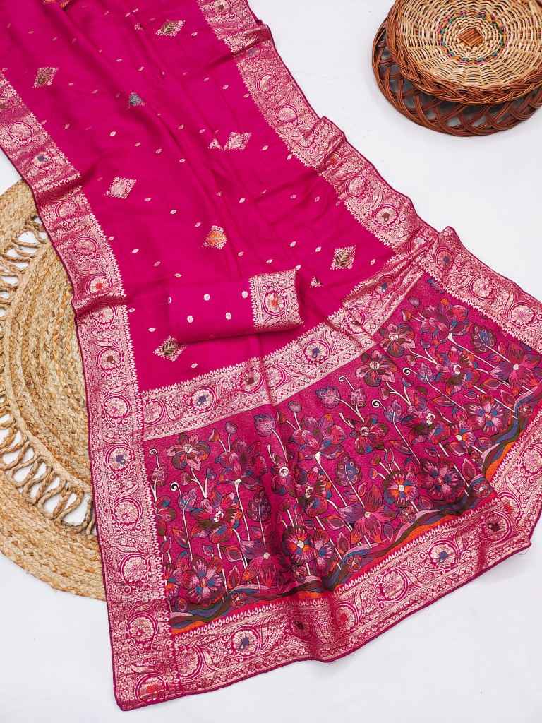  PURE DOLLA MASLIN SILK MEENAKARI WEAVING SAREE 1