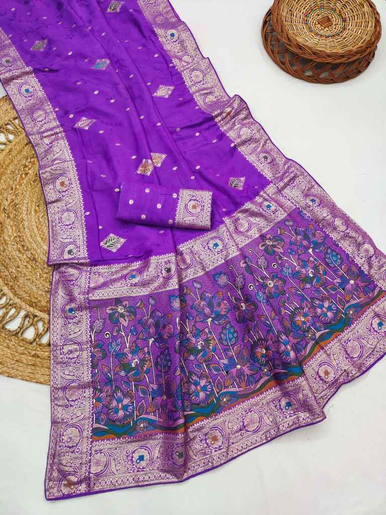  PURE DOLLA MASLIN SILK MEENAKARI WEAVING SAREE 1