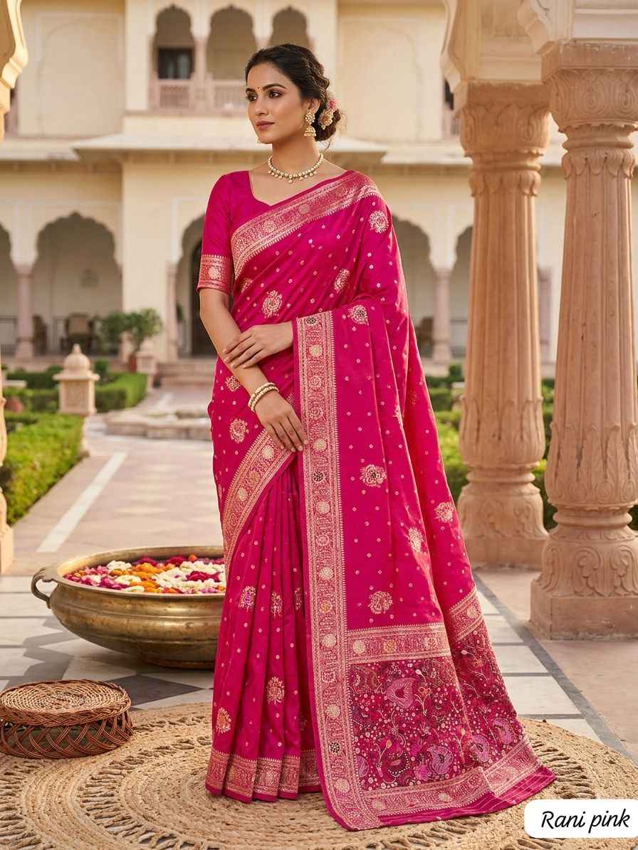  PURE DOLLA MASLIN SILK MEENAKARI WEAVING SAREE