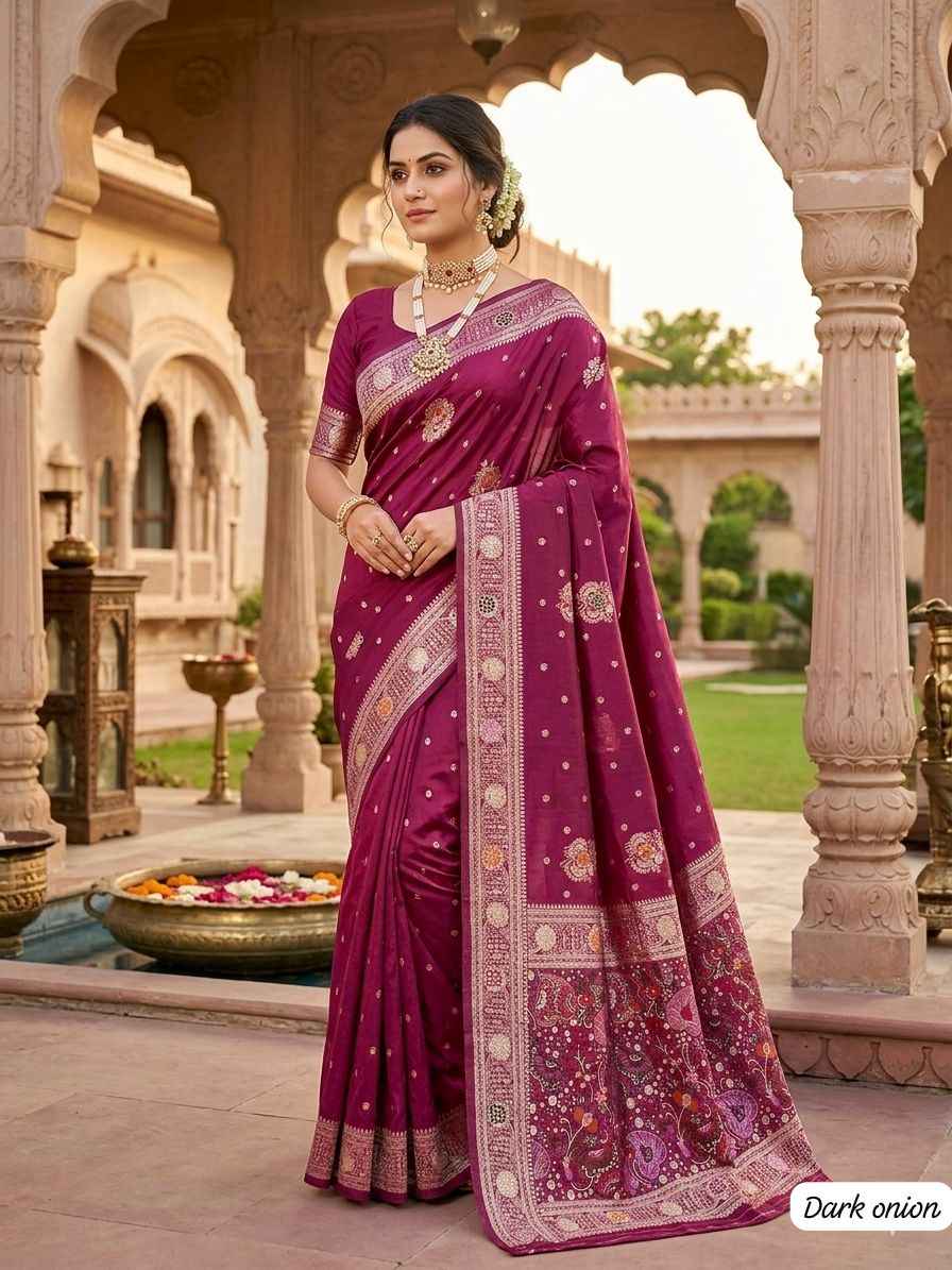  PURE DOLLA MASLIN SILK MEENAKARI WEAVING SAREE