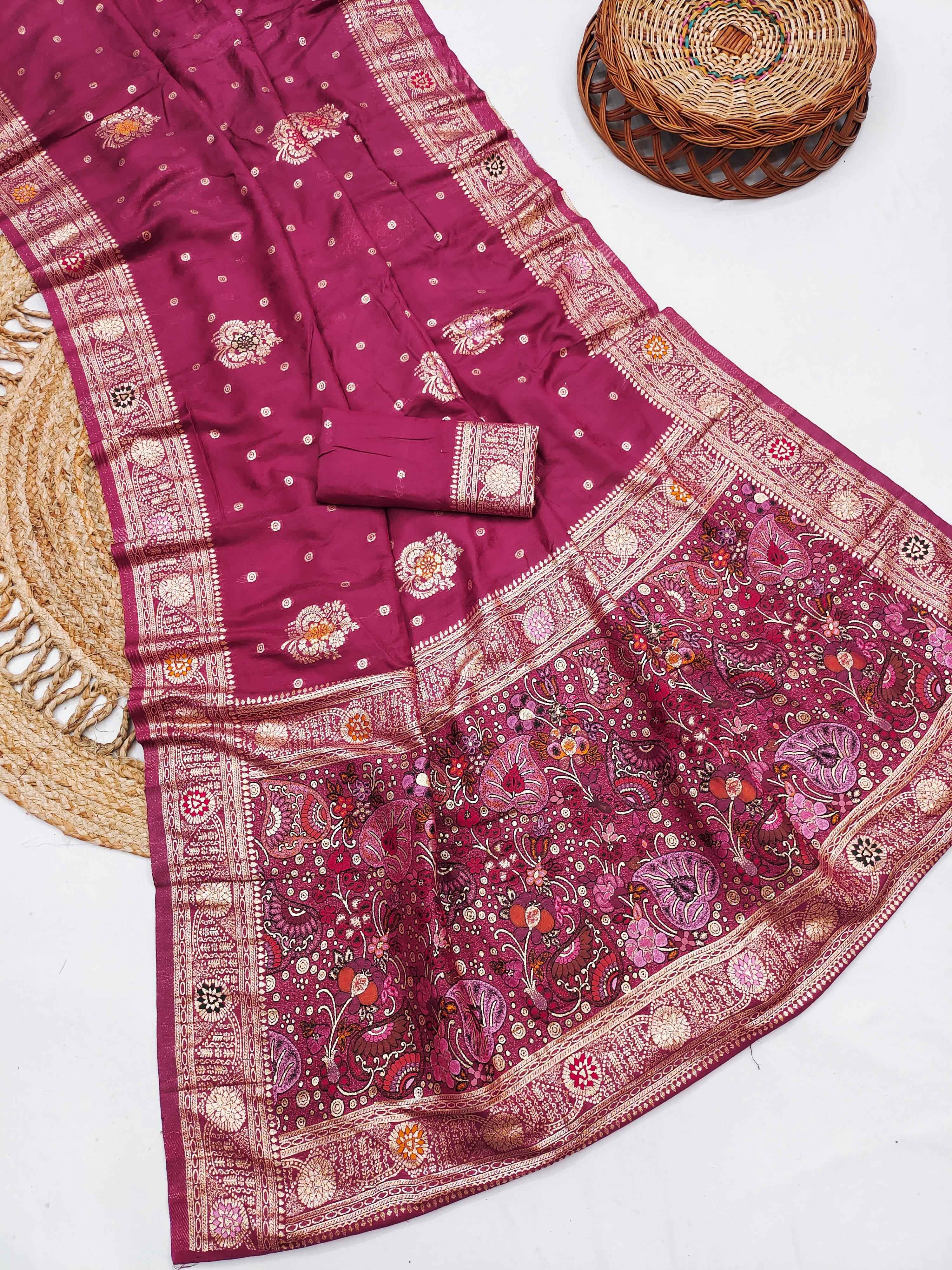  PURE DOLLA MASLIN SILK MEENAKARI WEAVING SAREE