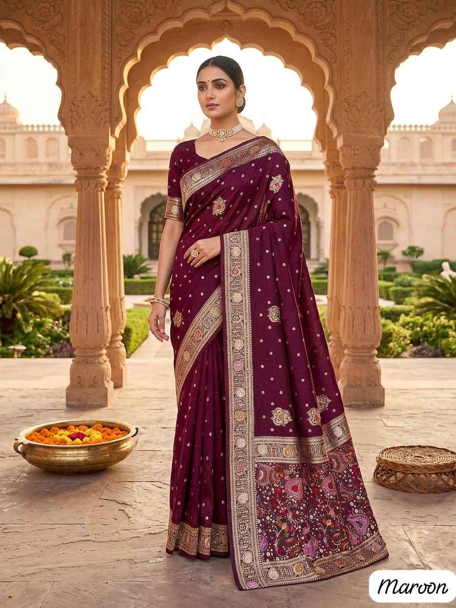  PURE DOLLA MASLIN SILK MEENAKARI WEAVING SAREE