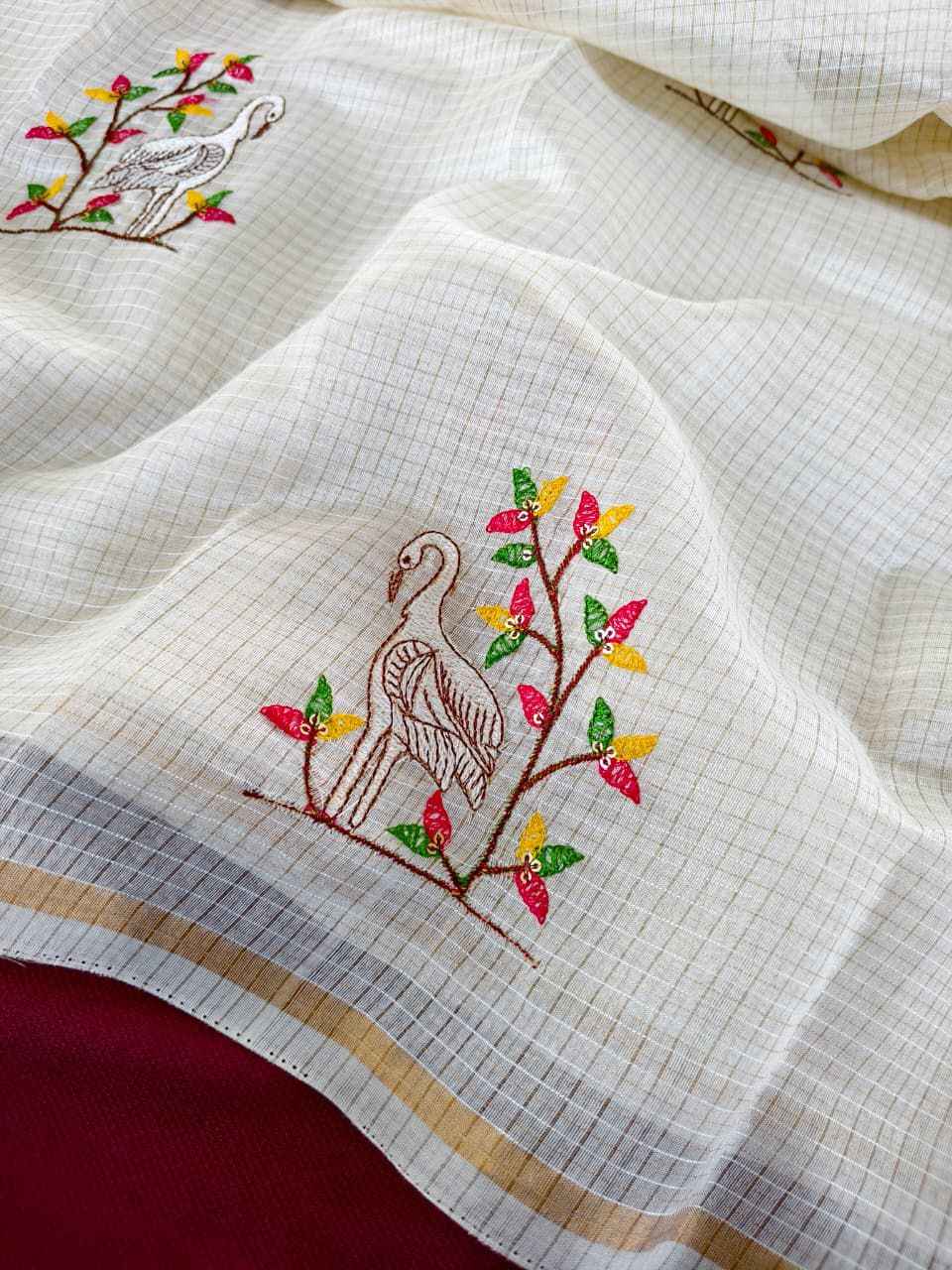 PURE KOTA EMBROIDED MOTTIFS SAREE 