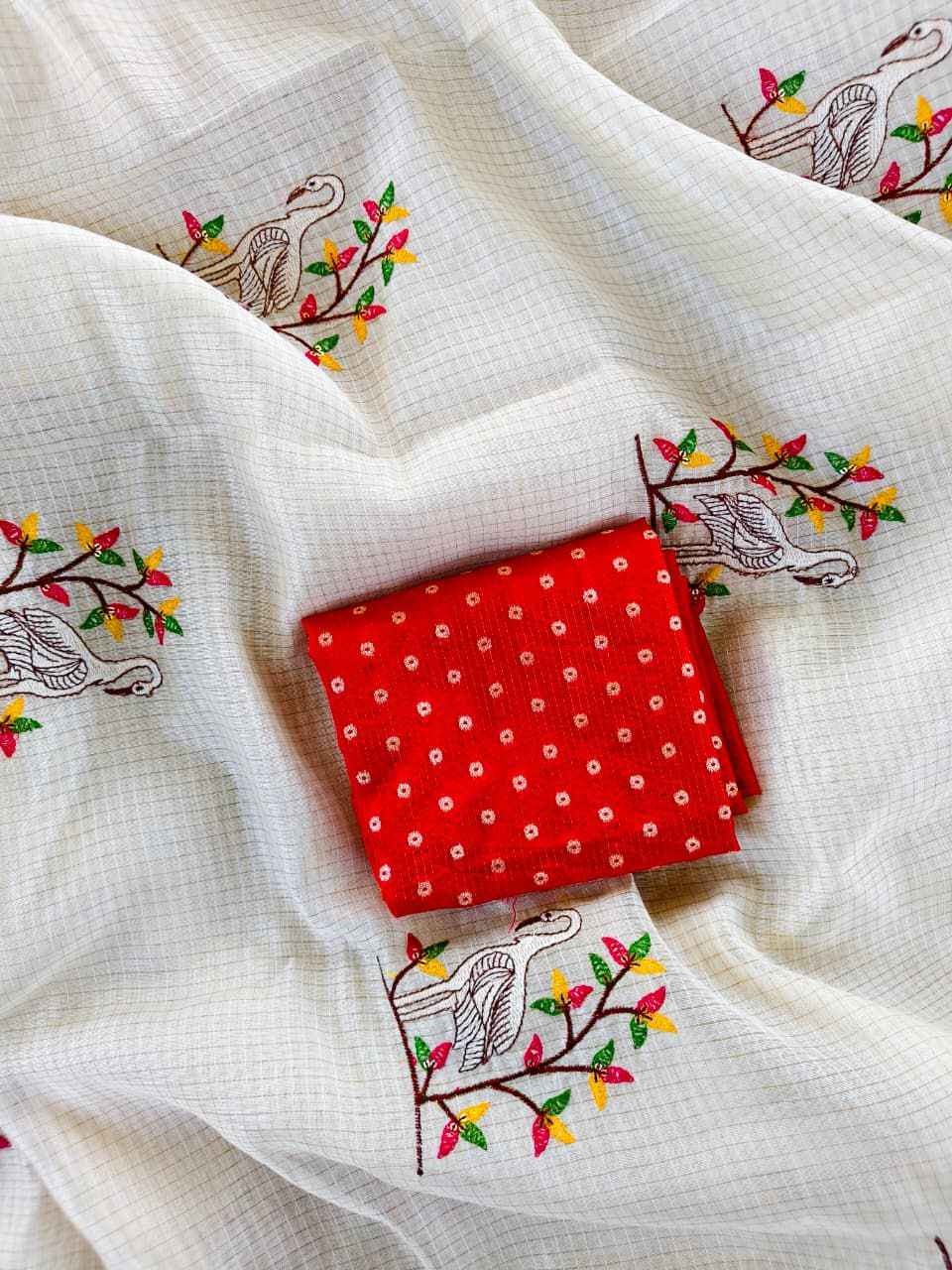 PURE KOTA EMBROIDED MOTTIFS SAREE 