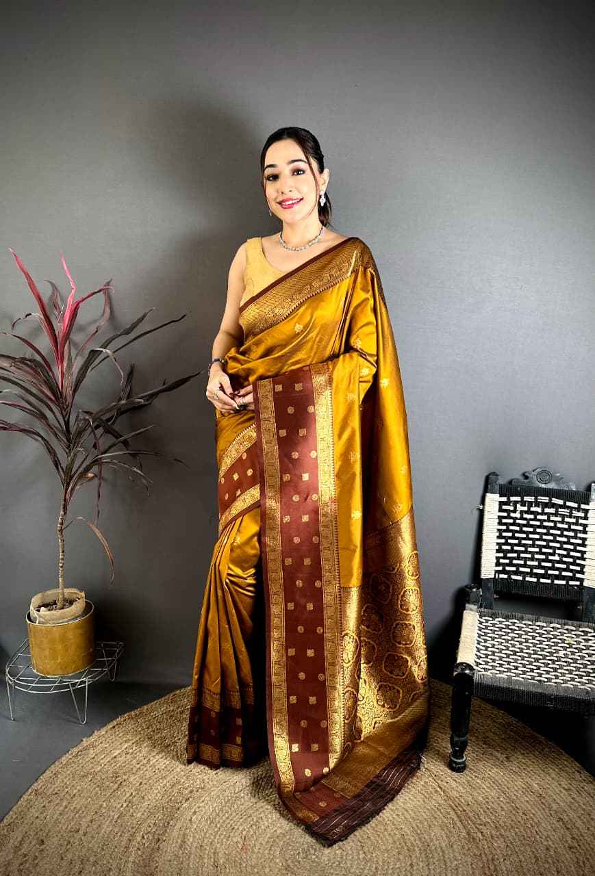 PURE SOFT BANARASI SILK GOLD ZARI WEAVING SAREE