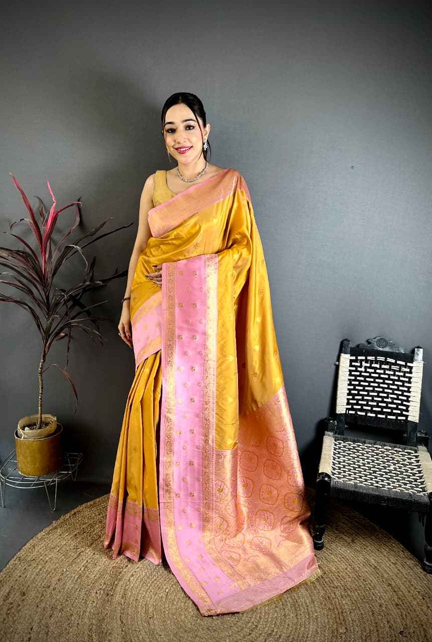 PURE SOFT BANARASI SILK GOLD ZARI WEAVING SAREE