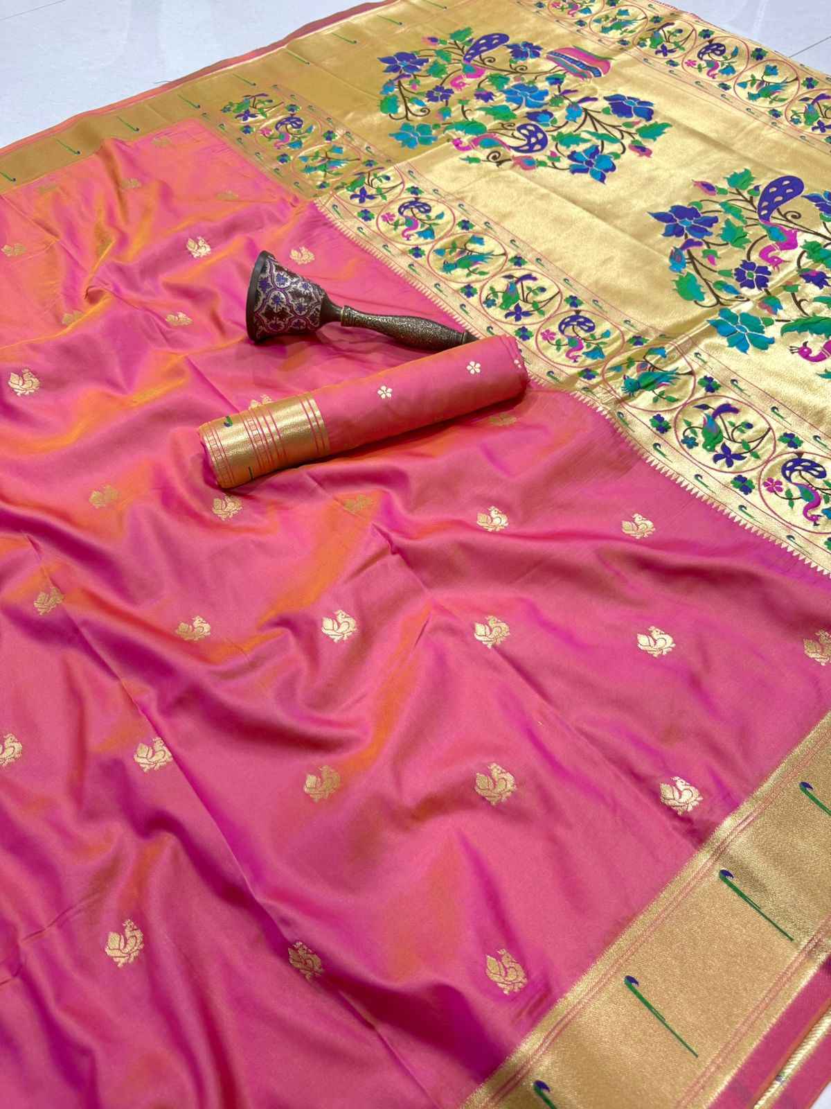 PURE SOFT KANCHIVRAM PAITHANI SILK ZARI WEAVING SAREE