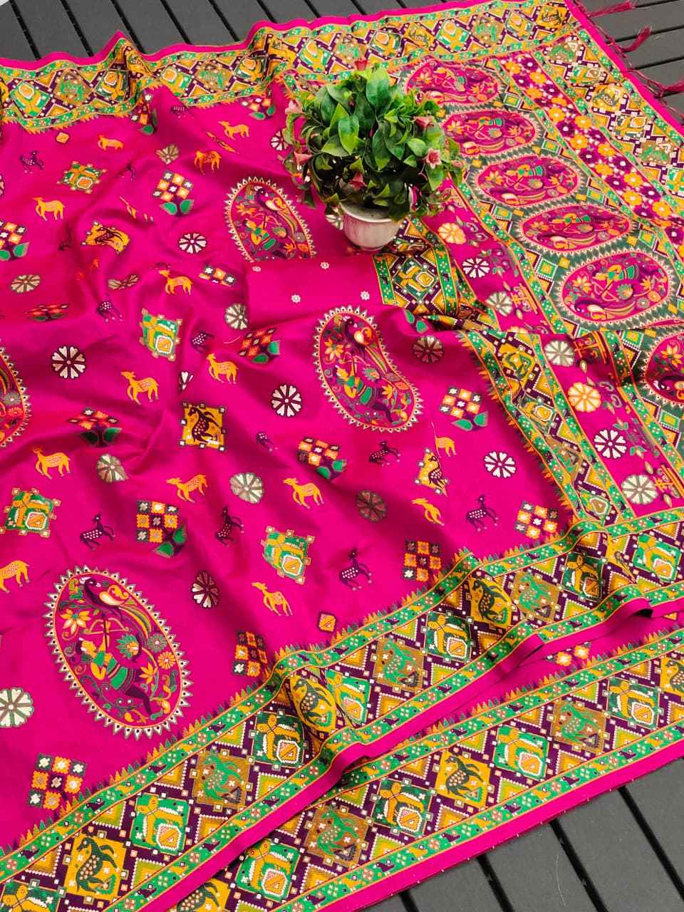  PURE SOFT KASHMIRI PASHMINA SILK MEENA WEAVING SAREE 