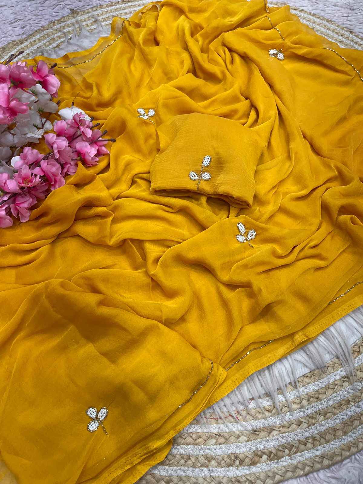 PURE SOFT NAZMIN CHIFFON CUT DANA WORK SAREE