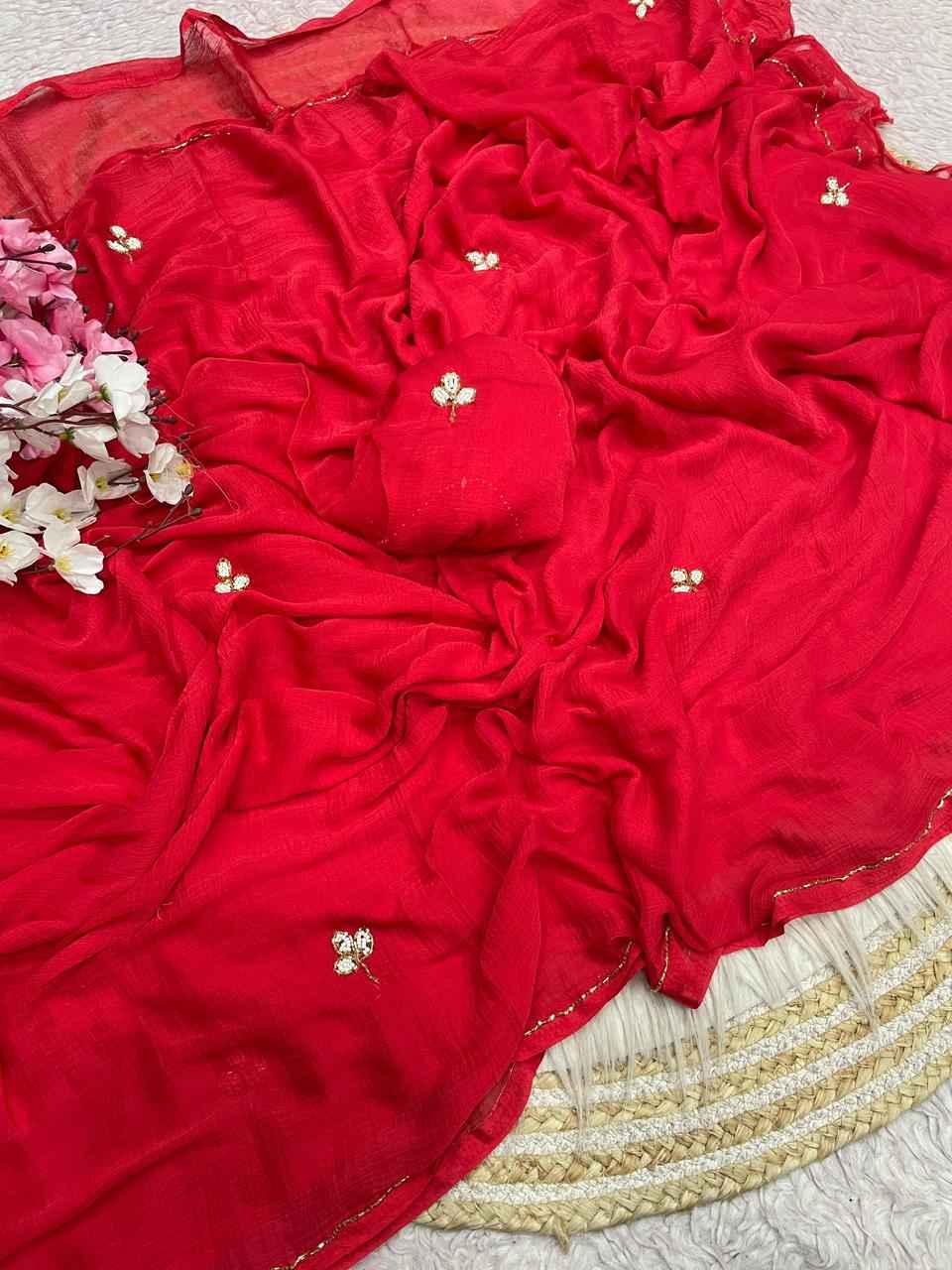 PURE SOFT NAZMIN CHIFFON CUT DANA WORK SAREE