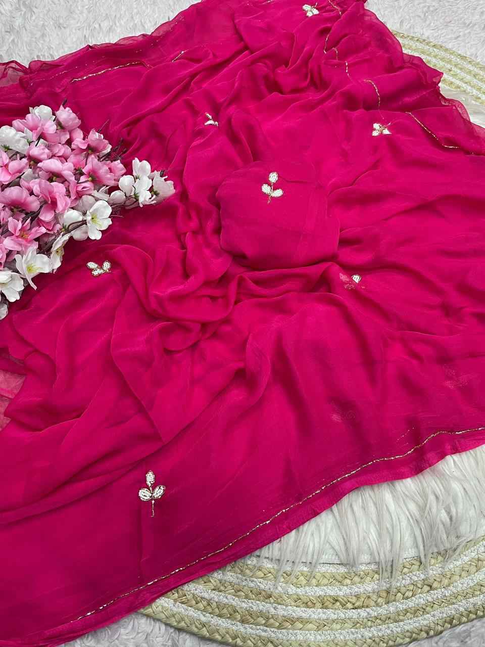 PURE SOFT NAZMIN CHIFFON CUT DANA WORK SAREE