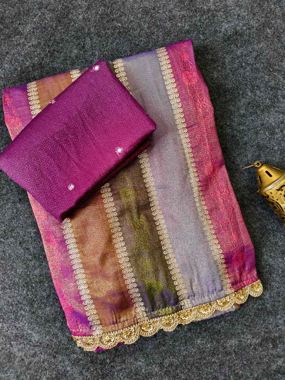 PURE SOFT SILK RAINBOW ZARI WEAVING HANDWORK SAREE 
