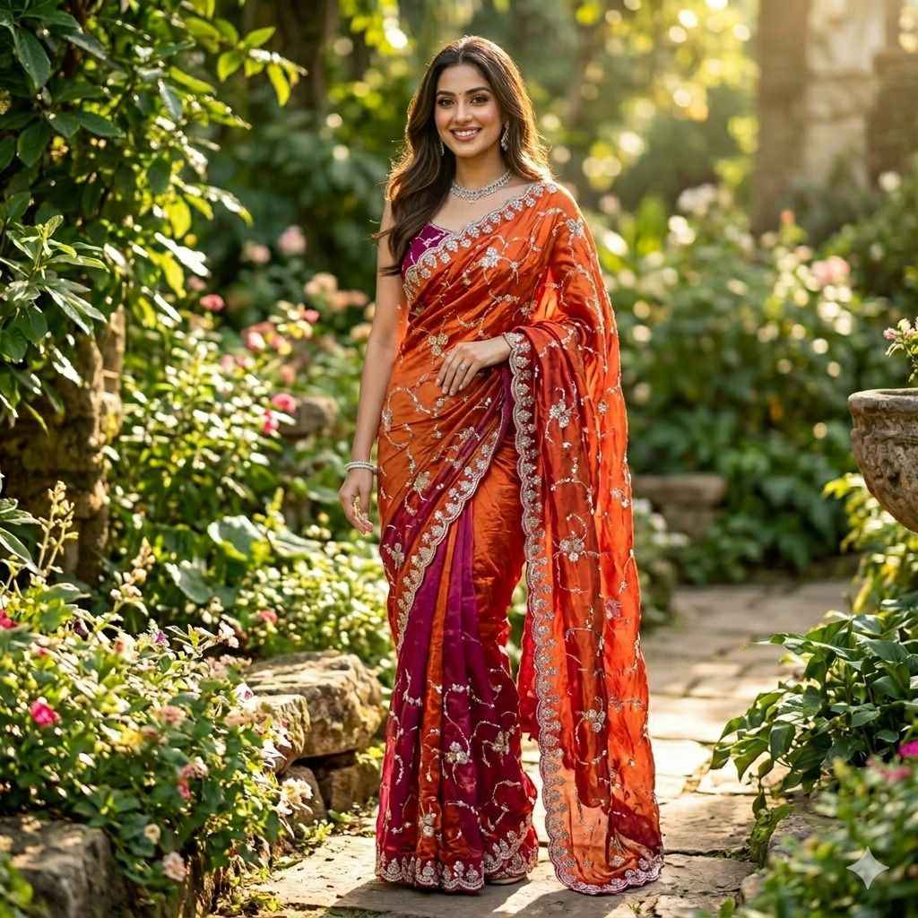 PURE SPACE SILK SEQUENCE AND CUTDANA DELICATE HANDWORK SAREE