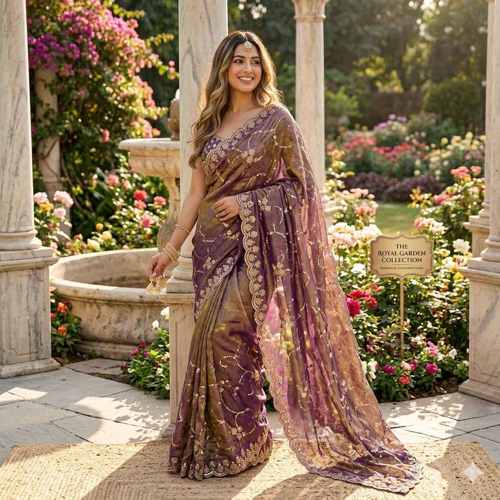 PURE SPACE SILK SEQUENCE AND CUTDANA DELICATE HANDWORK SAREE