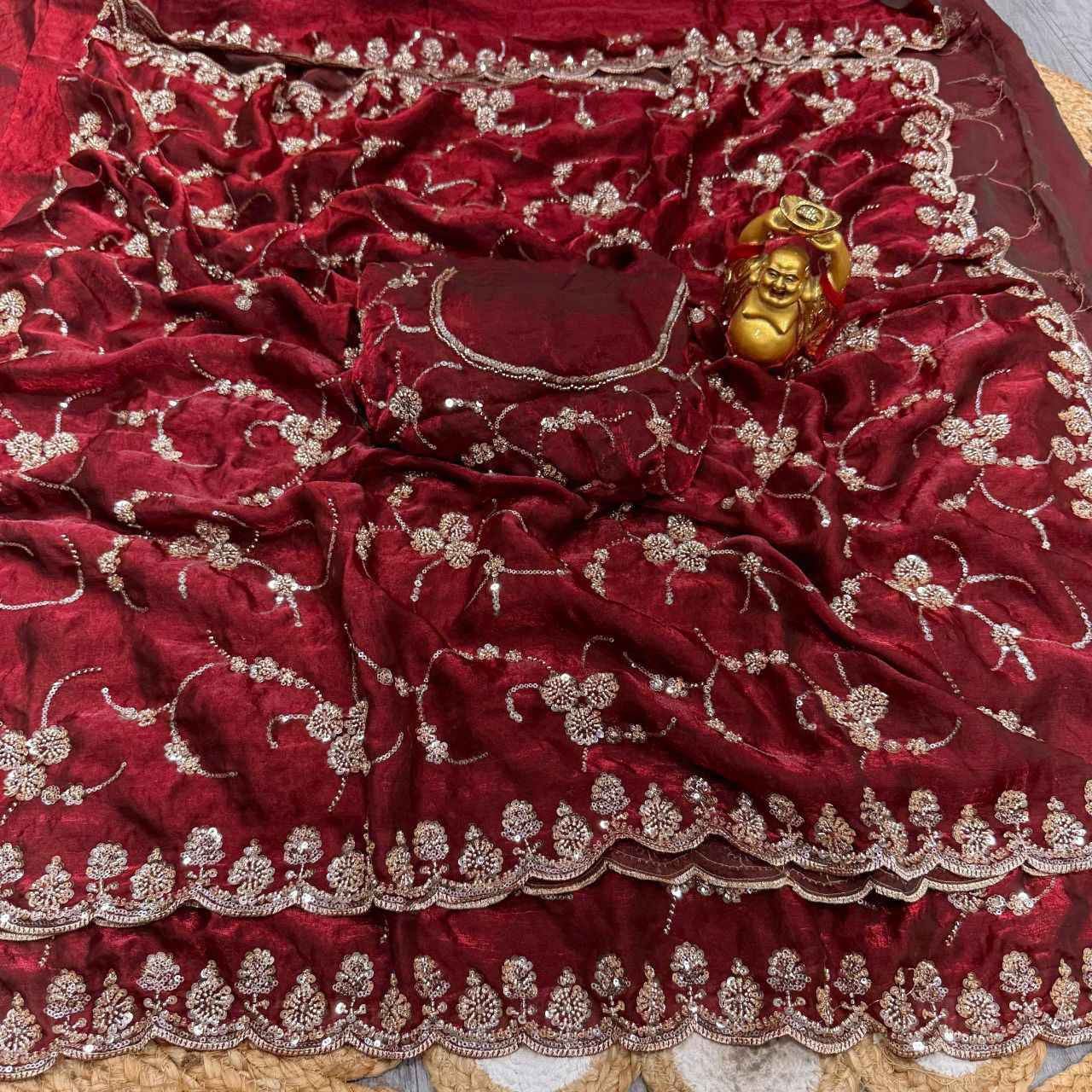 PURE SPACE SILK SEQUENCE AND CUTDANA DELICATE HANDWORK SAREE