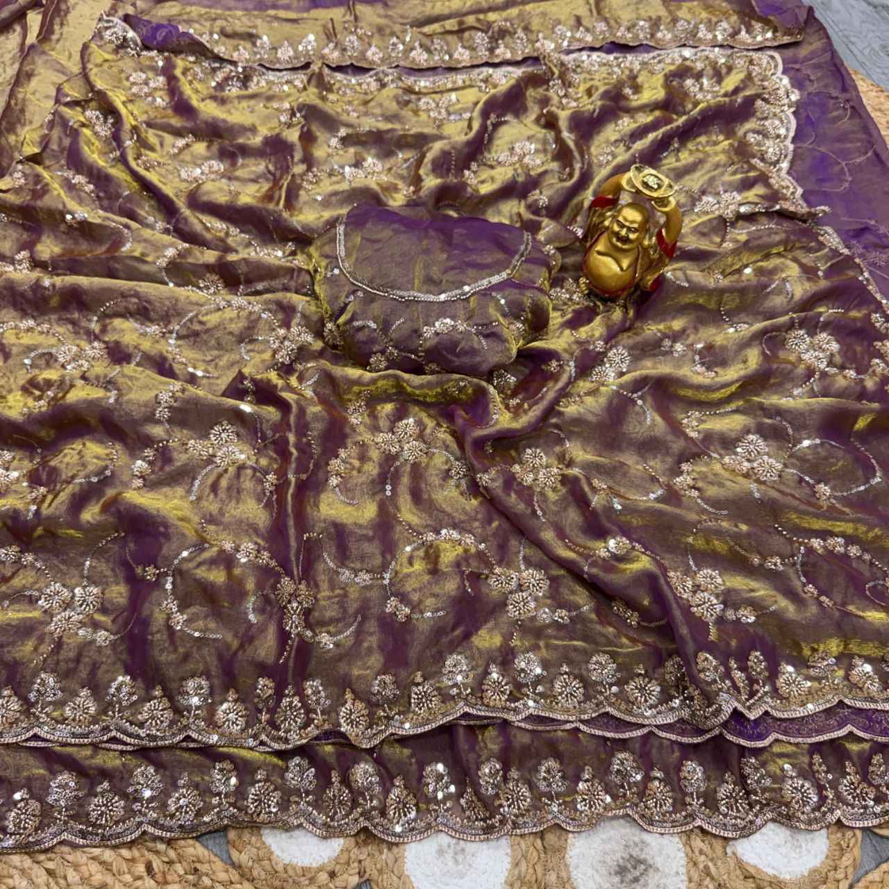 PURE SPACE SILK SEQUENCE AND CUTDANA DELICATE HANDWORK SAREE