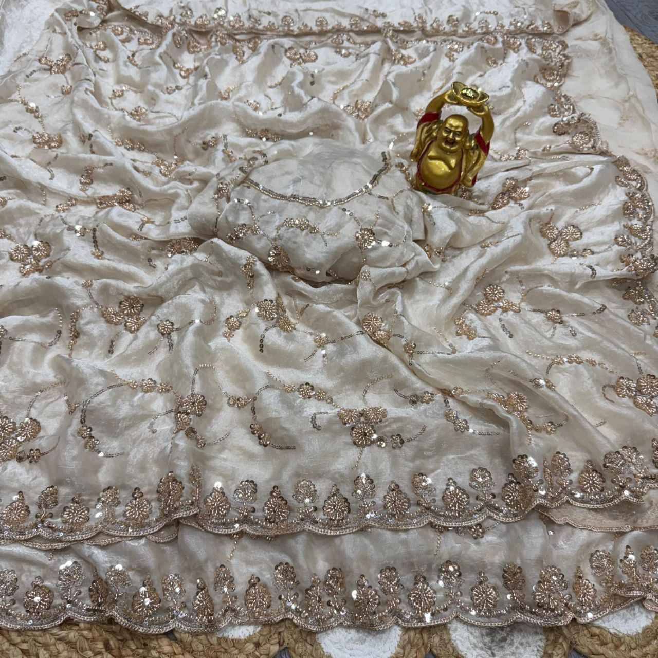 PURE SPACE SILK SEQUENCE AND CUTDANA DELICATE HANDWORK SAREE