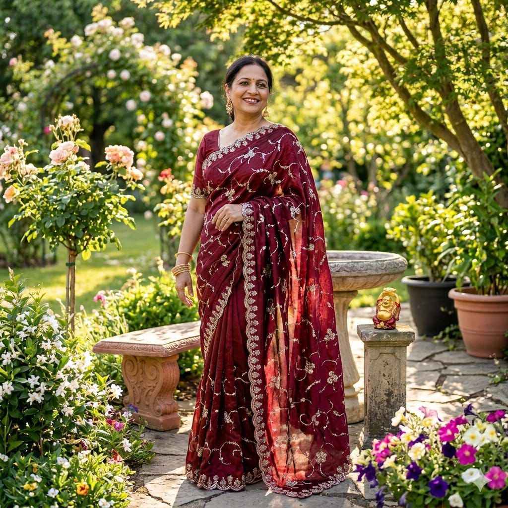 PURE SPACE SILK SEQUENCE AND CUTDANA DELICATE HANDWORK SAREE