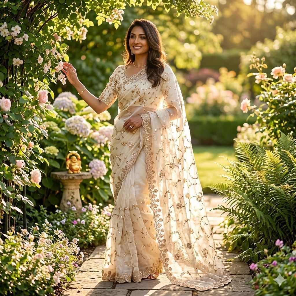 PURE SPACE SILK SEQUENCE AND CUTDANA DELICATE HANDWORK SAREE