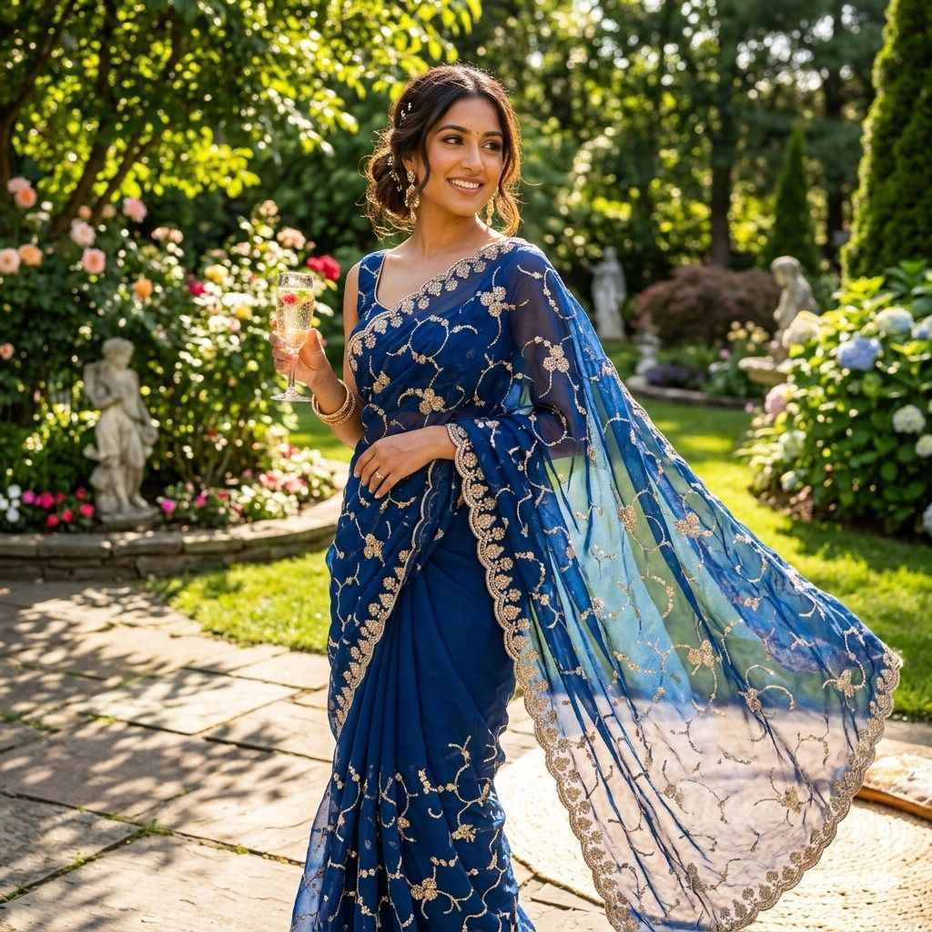 PURE SPACE SILK SEQUENCE AND CUTDANA DELICATE HANDWORK SAREE