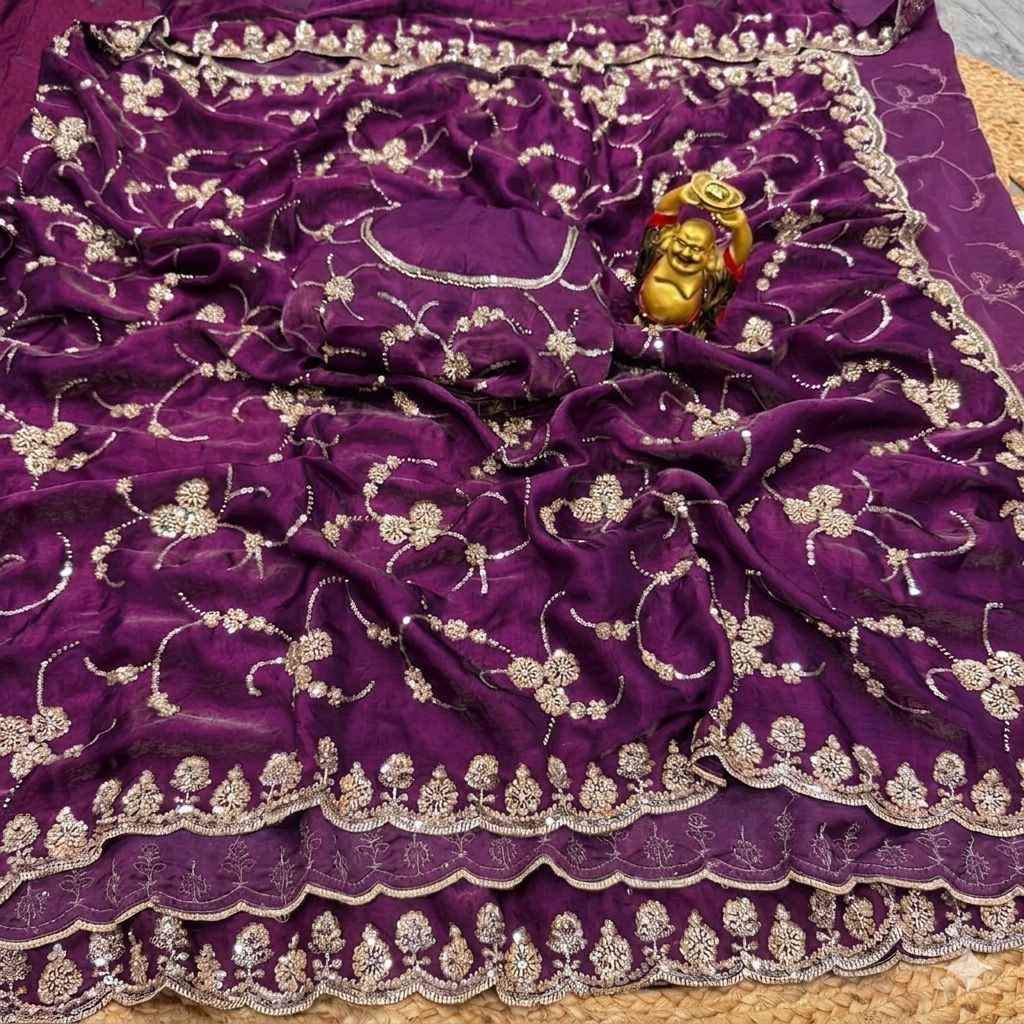 PURE SPACE SILK SEQUENCE AND CUTDANA DELICATE HANDWORK SAREE
