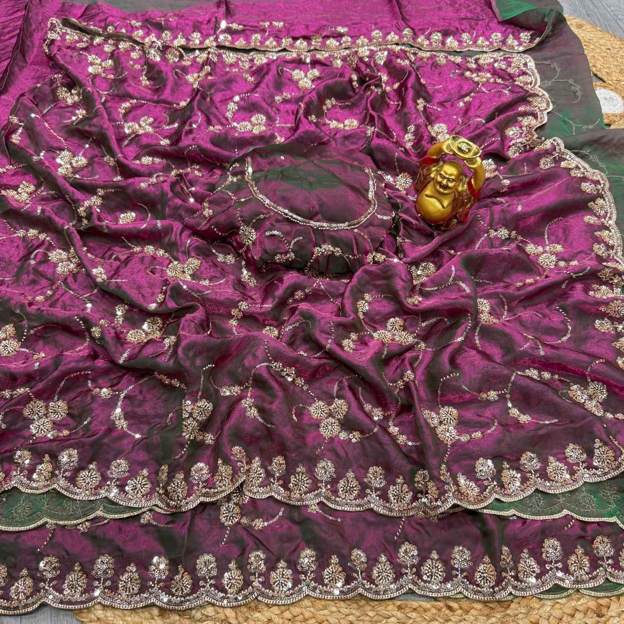 PURE SPACE SILK SEQUENCE AND CUTDANA DELICATE HANDWORK SAREE
