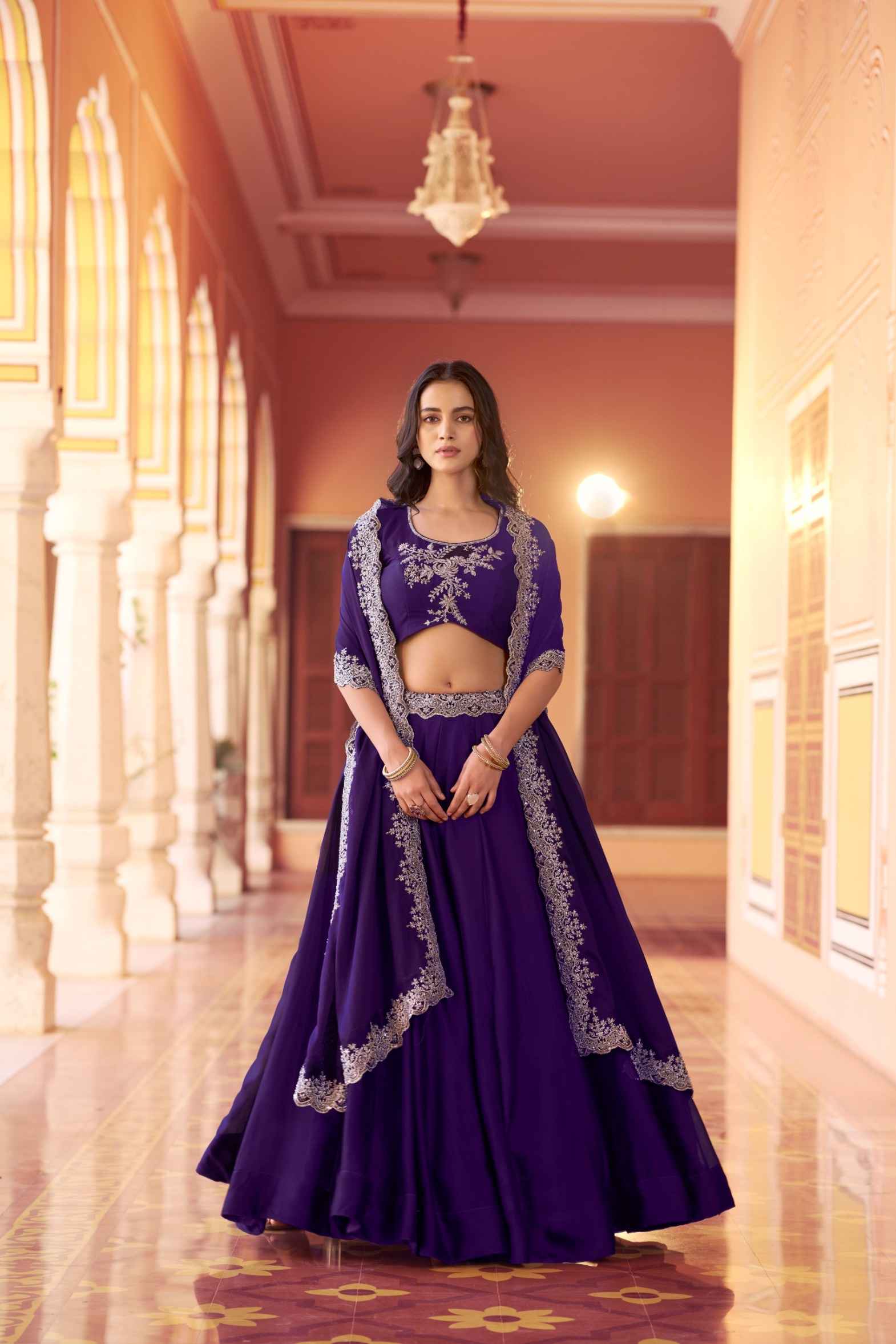 RANGOLI SILK TUBE BEADS WITH SEQUENCE THREAD EMBROIDERY WORK LEHENGA CHOLI